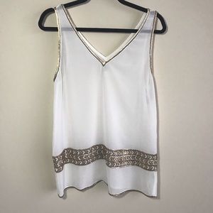 NWT BB Dakota Sheer White Sequin Tank Size Small